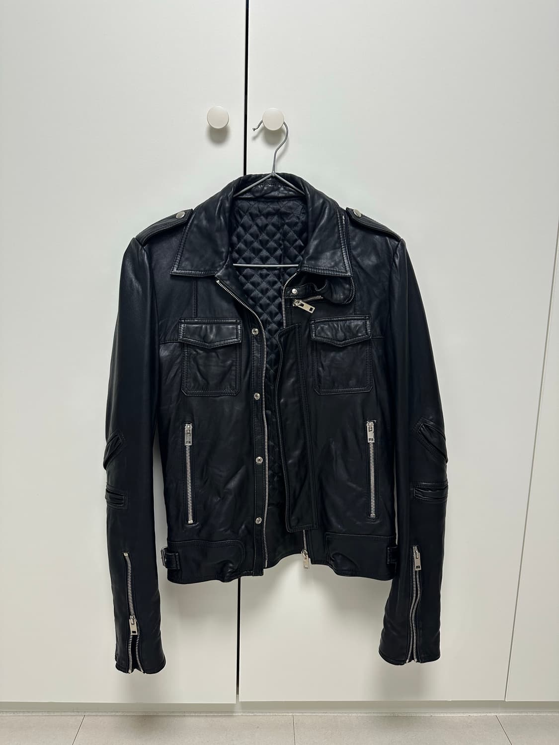 블랙 레더 포켓 자켓 95  상품이미지1