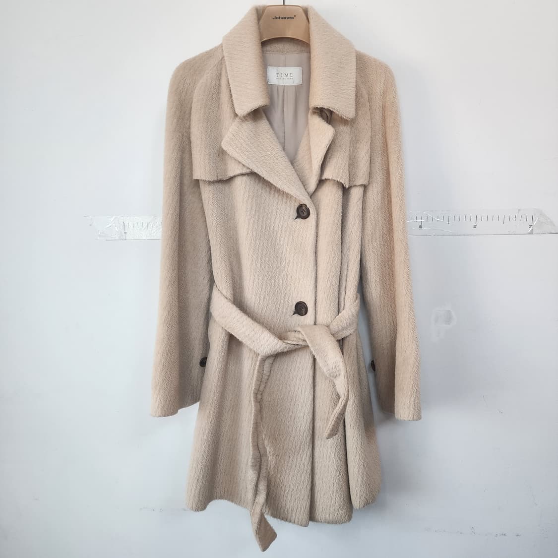 TIME 벨티드 롱 코트 아이보리 상품이미지1