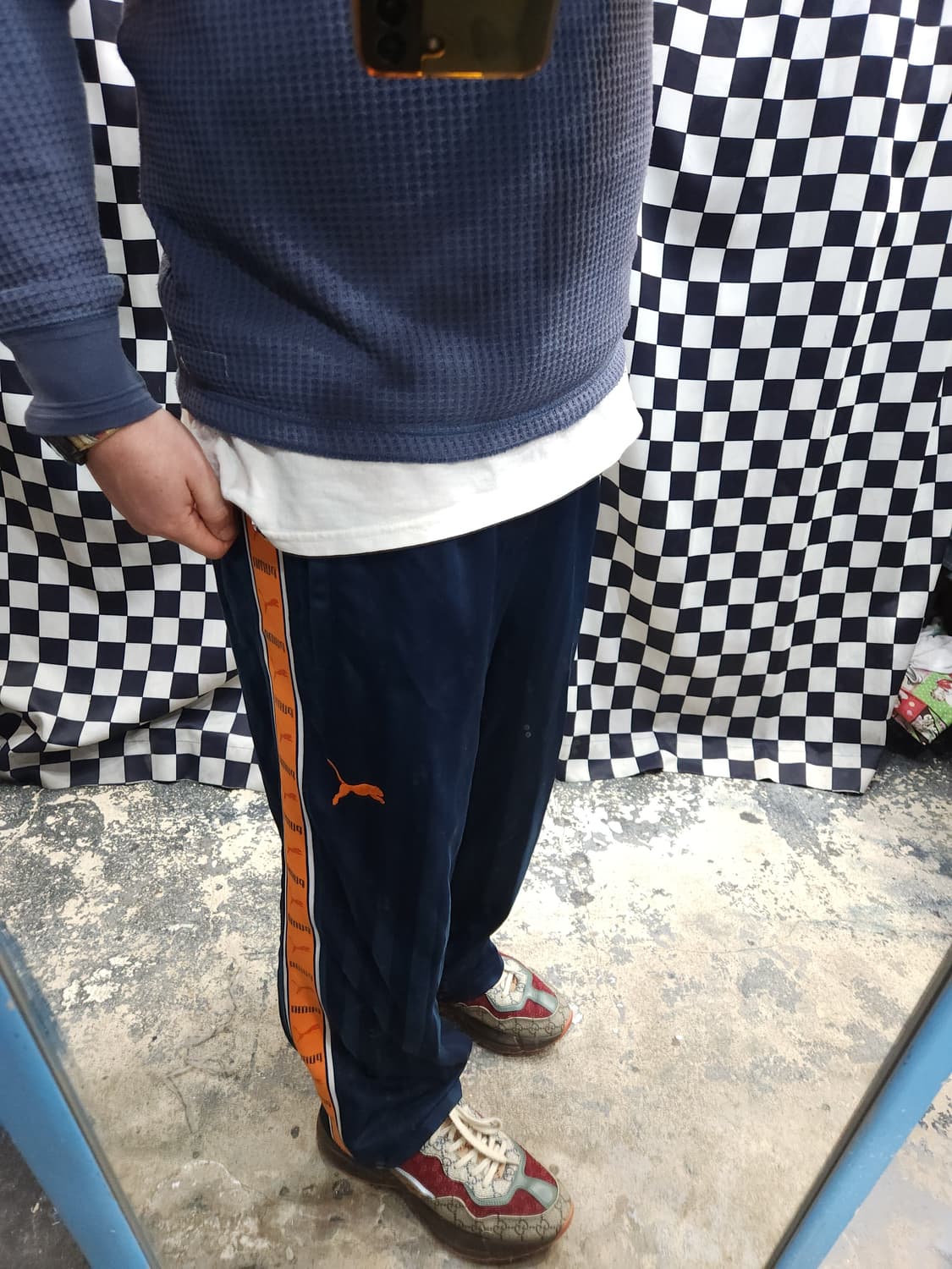 푸마 사이드라인 트레이닝 팬츠 일본판 네이비/오렌지

 상품이미지10