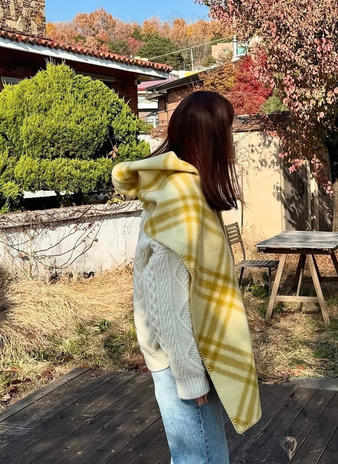 버버리 옐로우 체크 울후드머플러 남여공용 상품이미지7