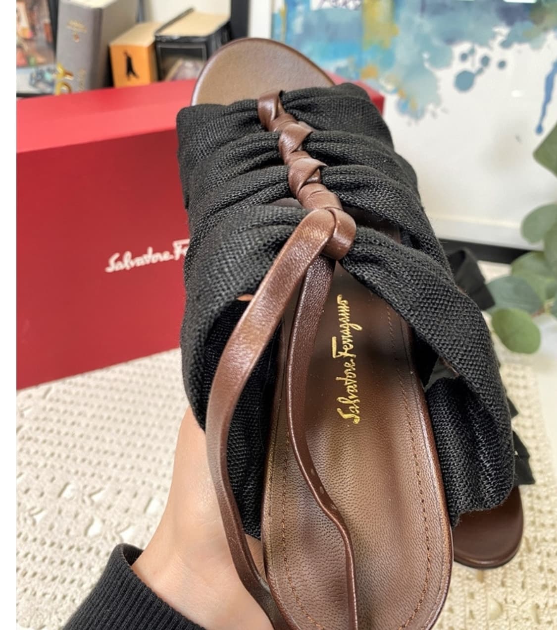 새상품240~245)페라가모 웨지힐 샌들.7센치 상품이미지5