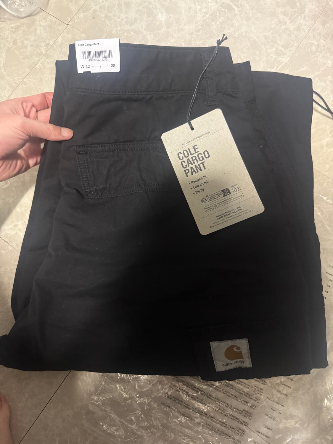 32사이즈 칼하트WIP 콜 카고 팬츠 팔라틴 블랙 가먼츠 다이드 상품이미지2