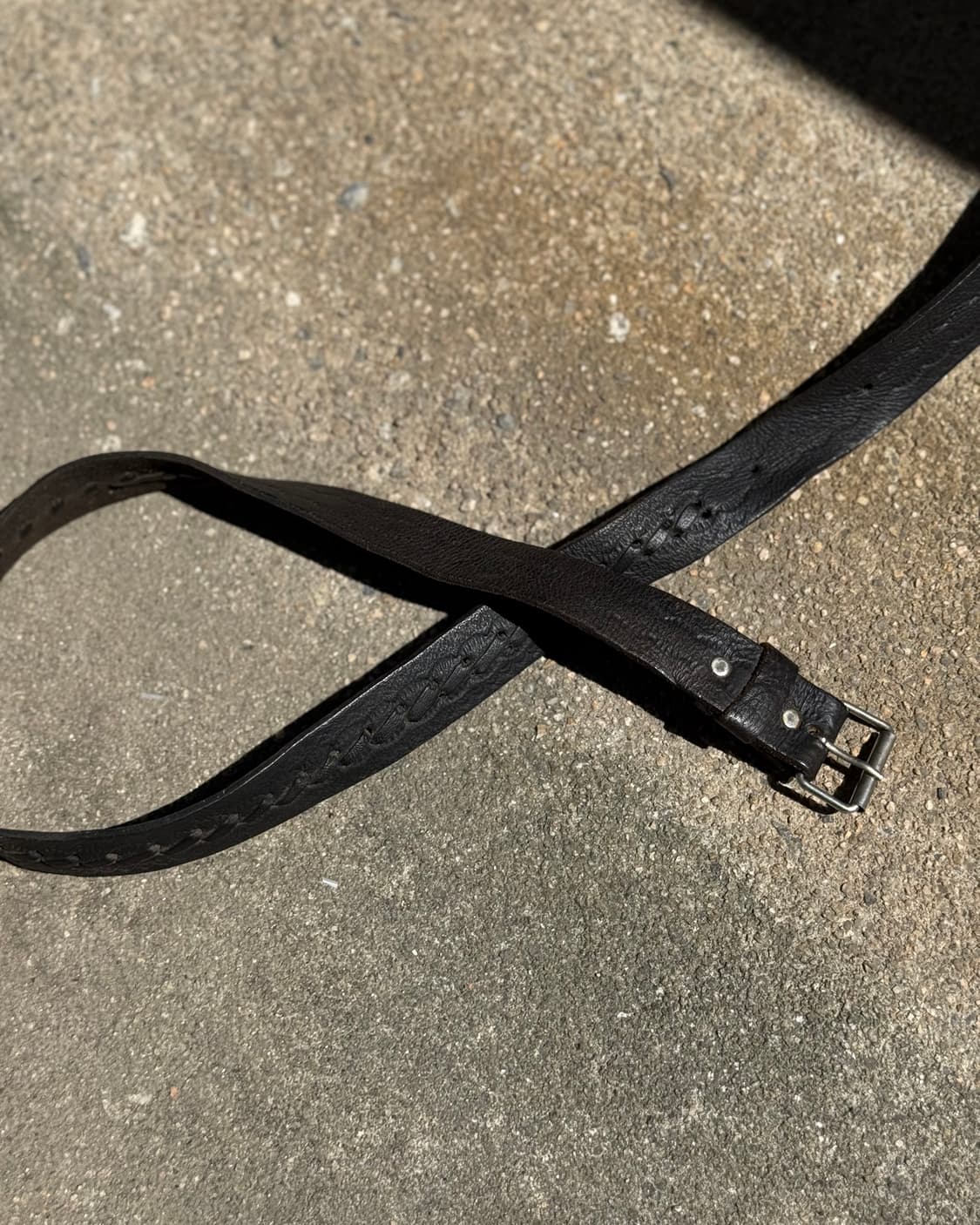 vintage black leather lace belt 상품이미지1
