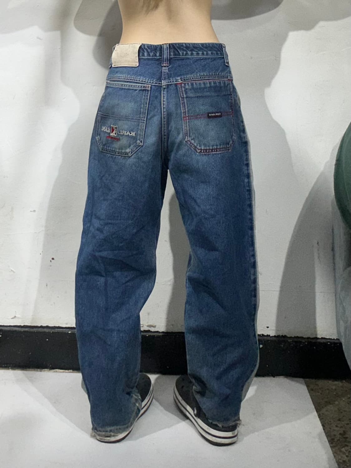 칼카니 중청 힙합 사이드 라인 자수 데님 청바지 32 상품이미지3