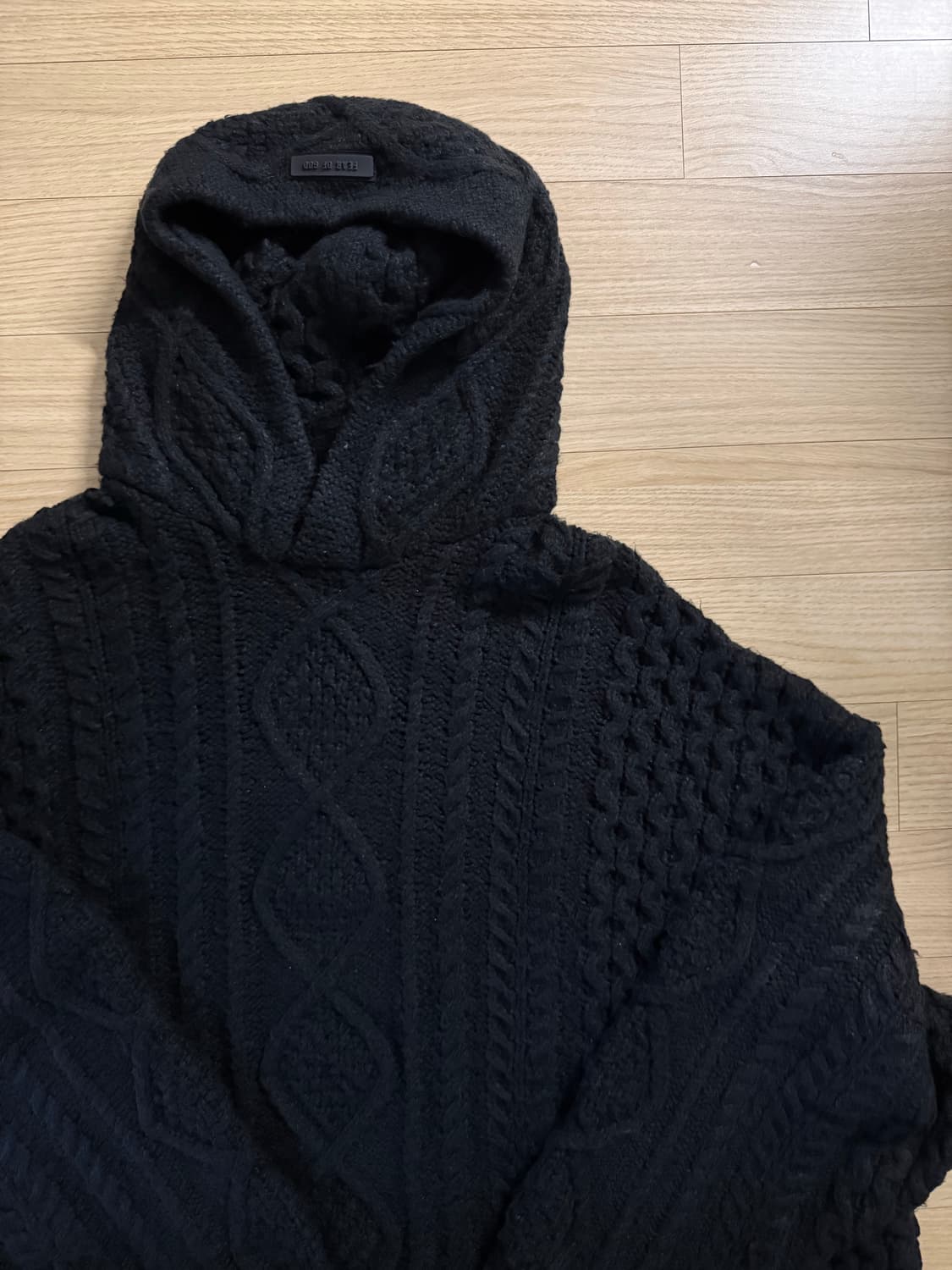 피어오브갓 (에센셜) 케이블 니트 후드 블랙 XL 상품이미지4