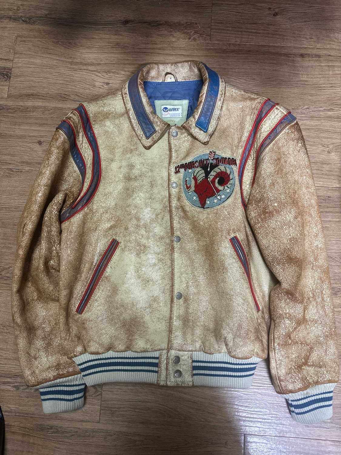 아비렉스 크랙 레더 바시티 자켓 상품이미지1