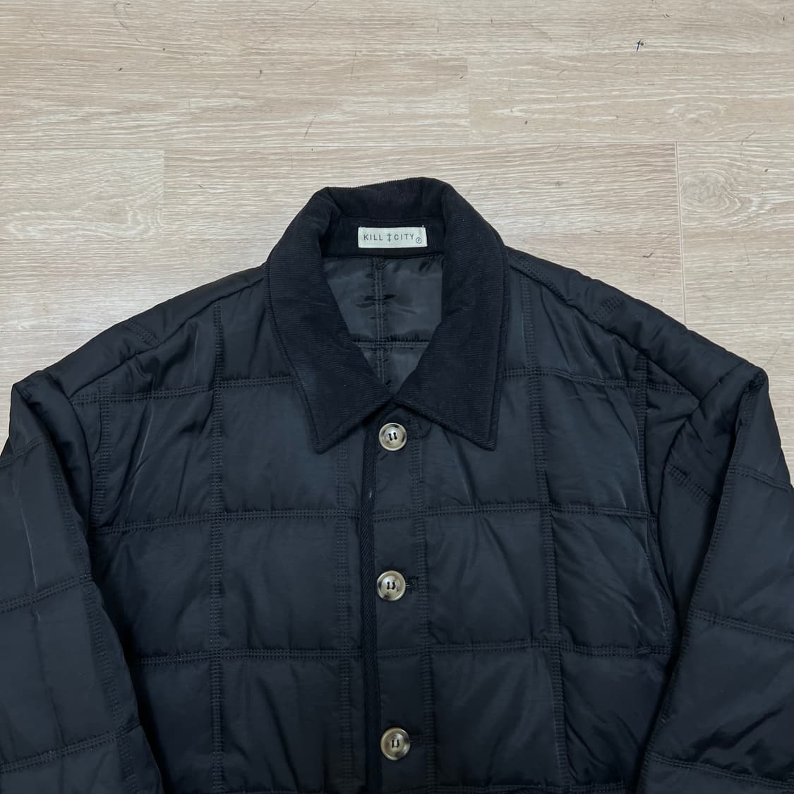 킬시티 코듀로이 카라 경량패딩 퀼팅점퍼 [블랙]  L/100 상품이미지2