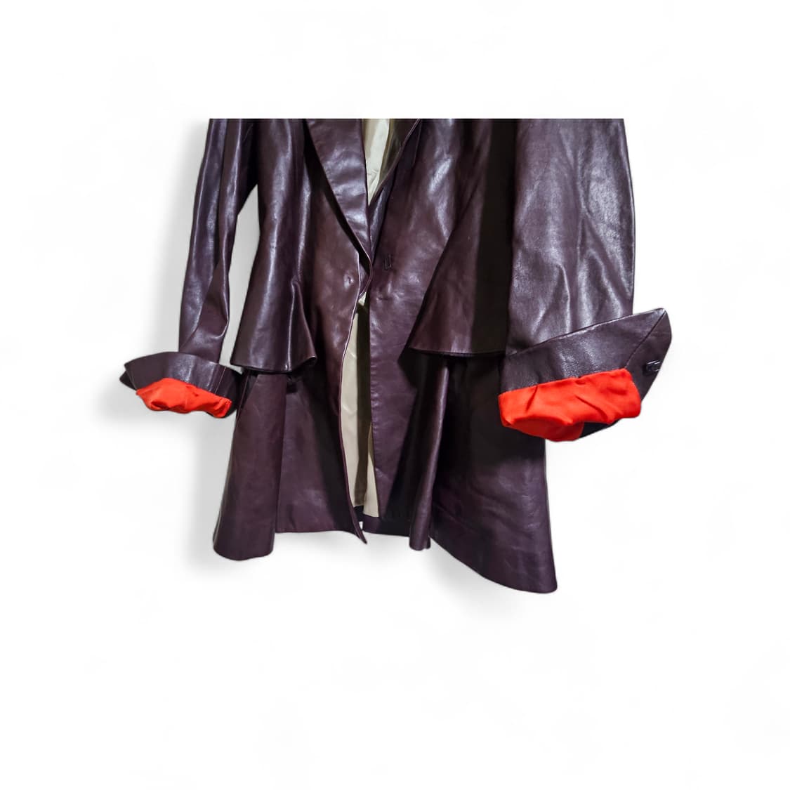 오브제 정품 버건디 가죽자켓 상품이미지3