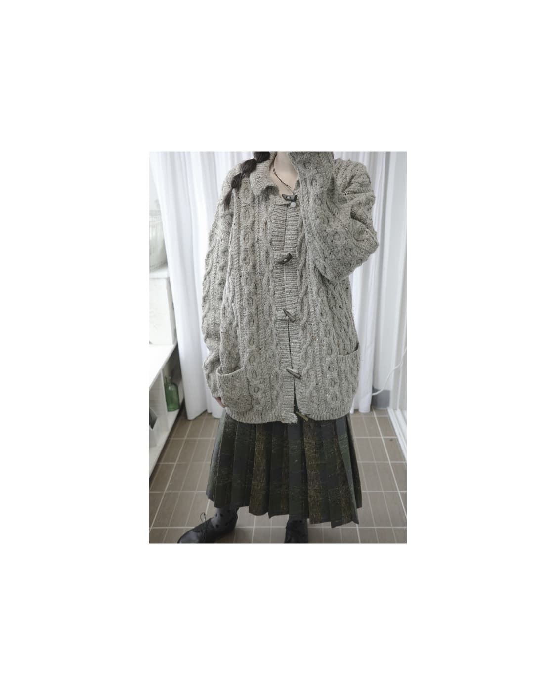 Grey brown dufle cardigan  상품이미지2