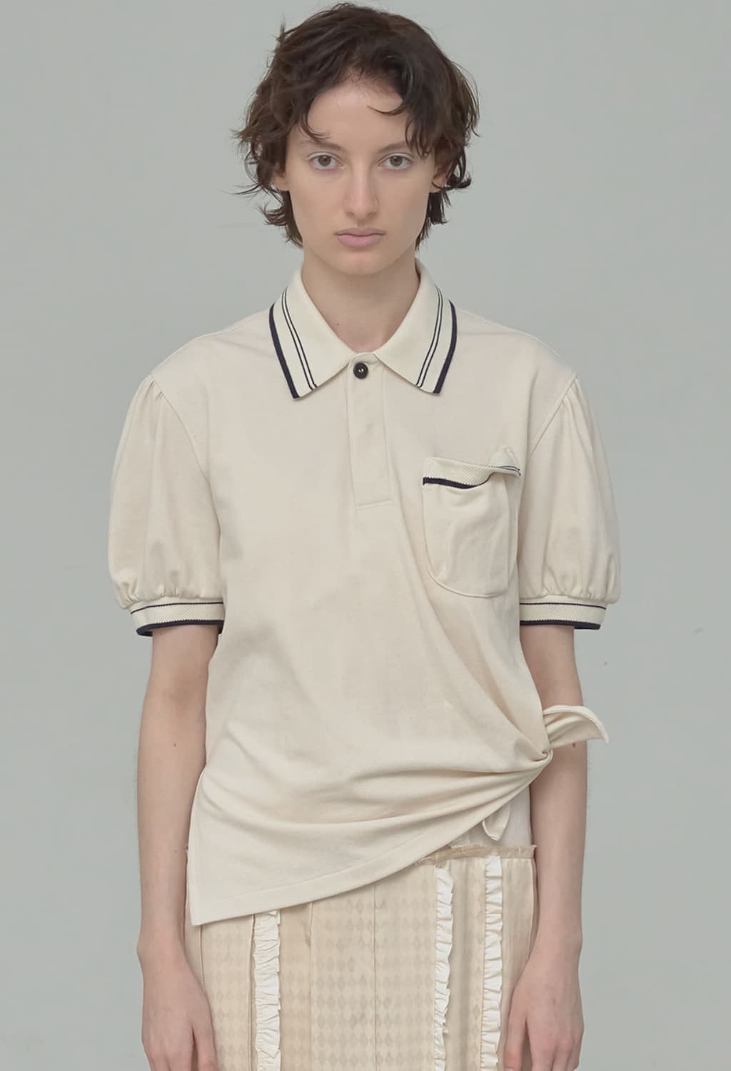 오픈와이와이 퍼피 피케이 폴로 반팔,크림색 상품이미지1