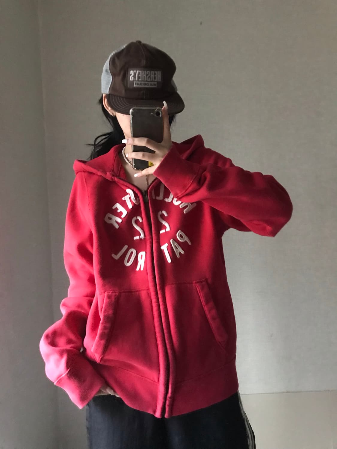 홀리스터 레드 오버핏 후드집업 상품이미지5