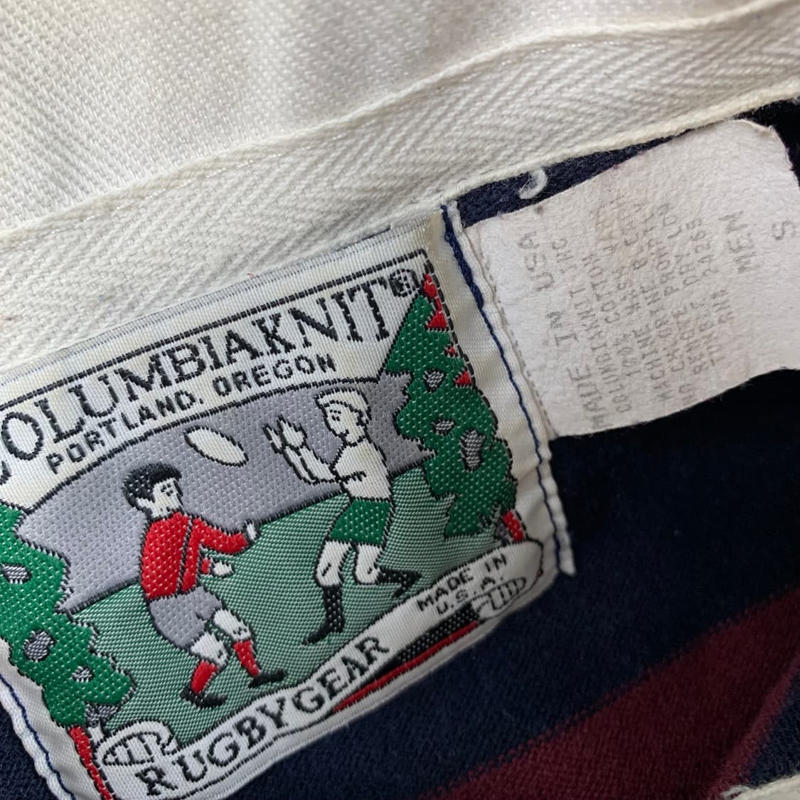 90s 미국빈티지 콜롬비아니트 럭비 티셔츠 버건디/네이비 상품이미지5