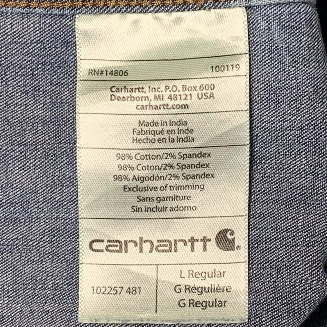 [L] 칼하트 릴렉스드핏 데님 워크셔츠 상품이미지5