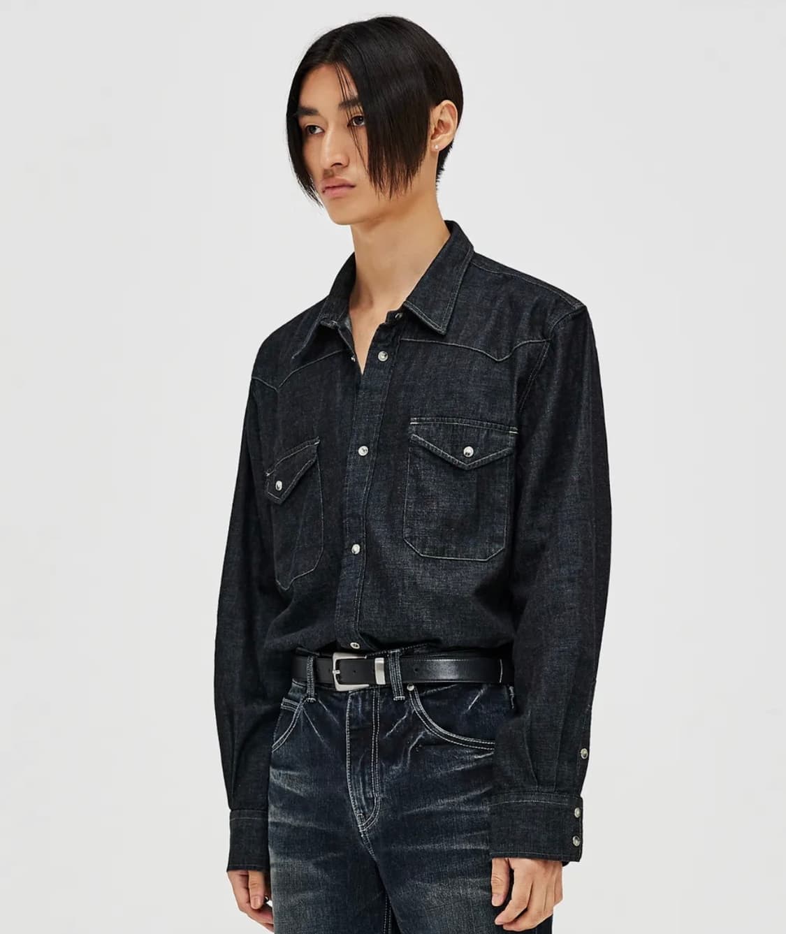 엘무드 테리 데님 셔츠 인디고 블루 (정가 9만원) 상품이미지3