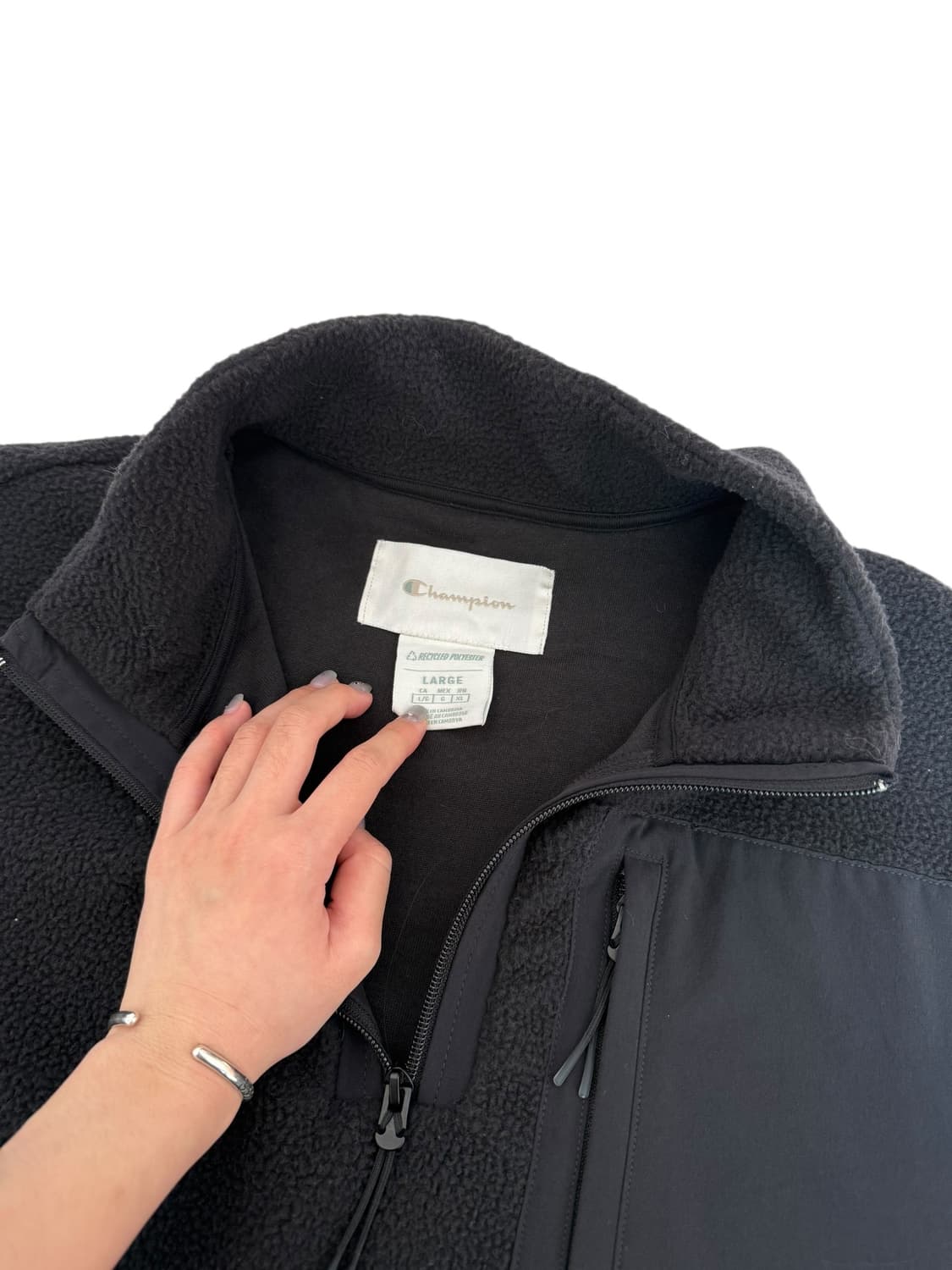 챔피온 블랙 후리스 반집업 상품이미지6