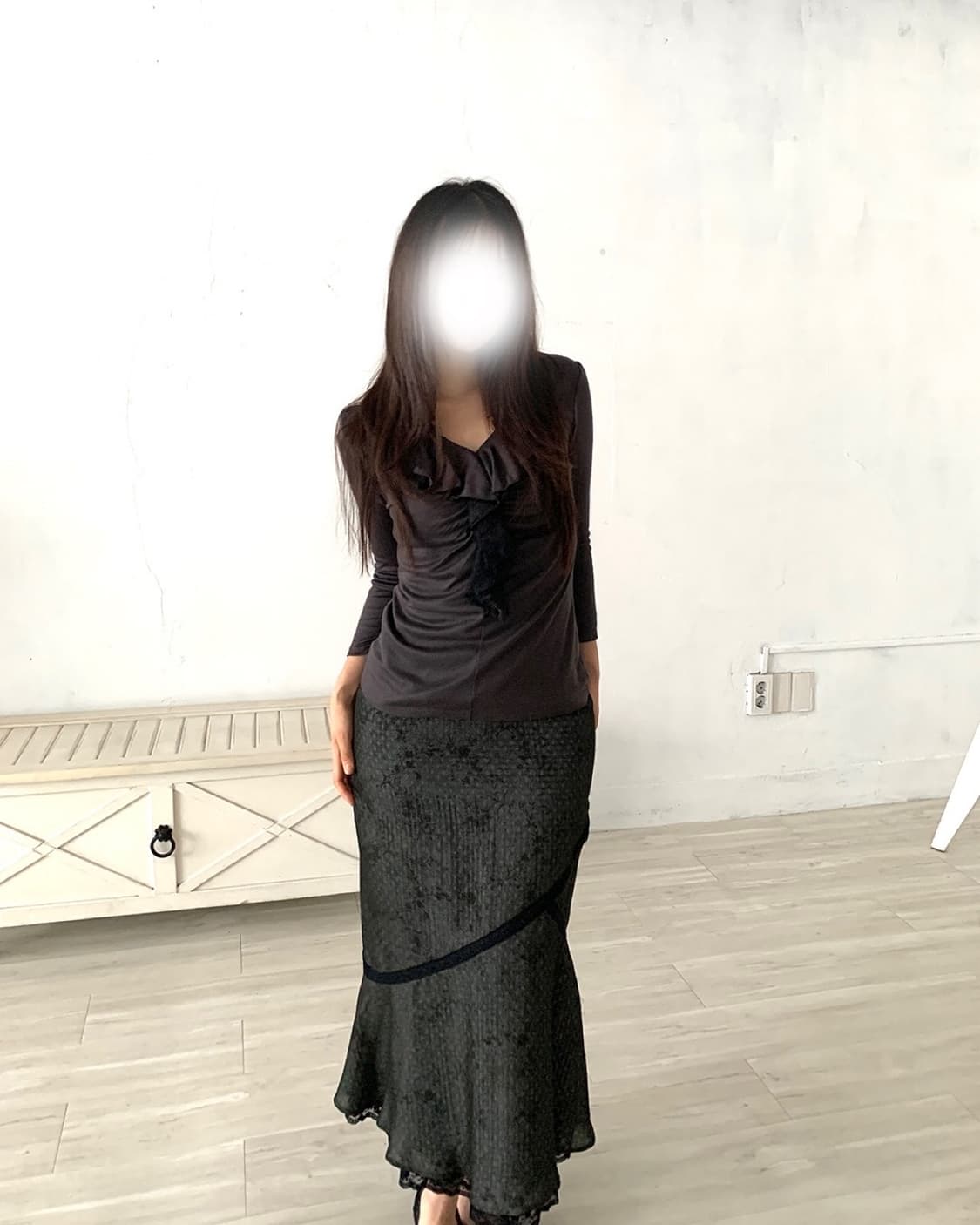Charcoal Oriental Mermaid Long Skirt 상품이미지6