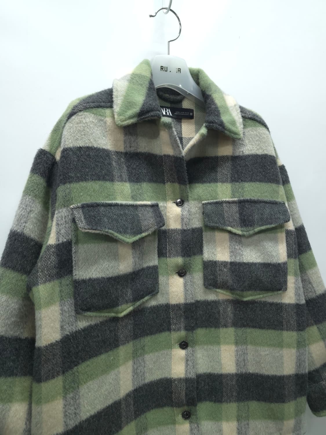 자라 여성 오버사이즈 체크 셔츠 자켓 상품이미지5