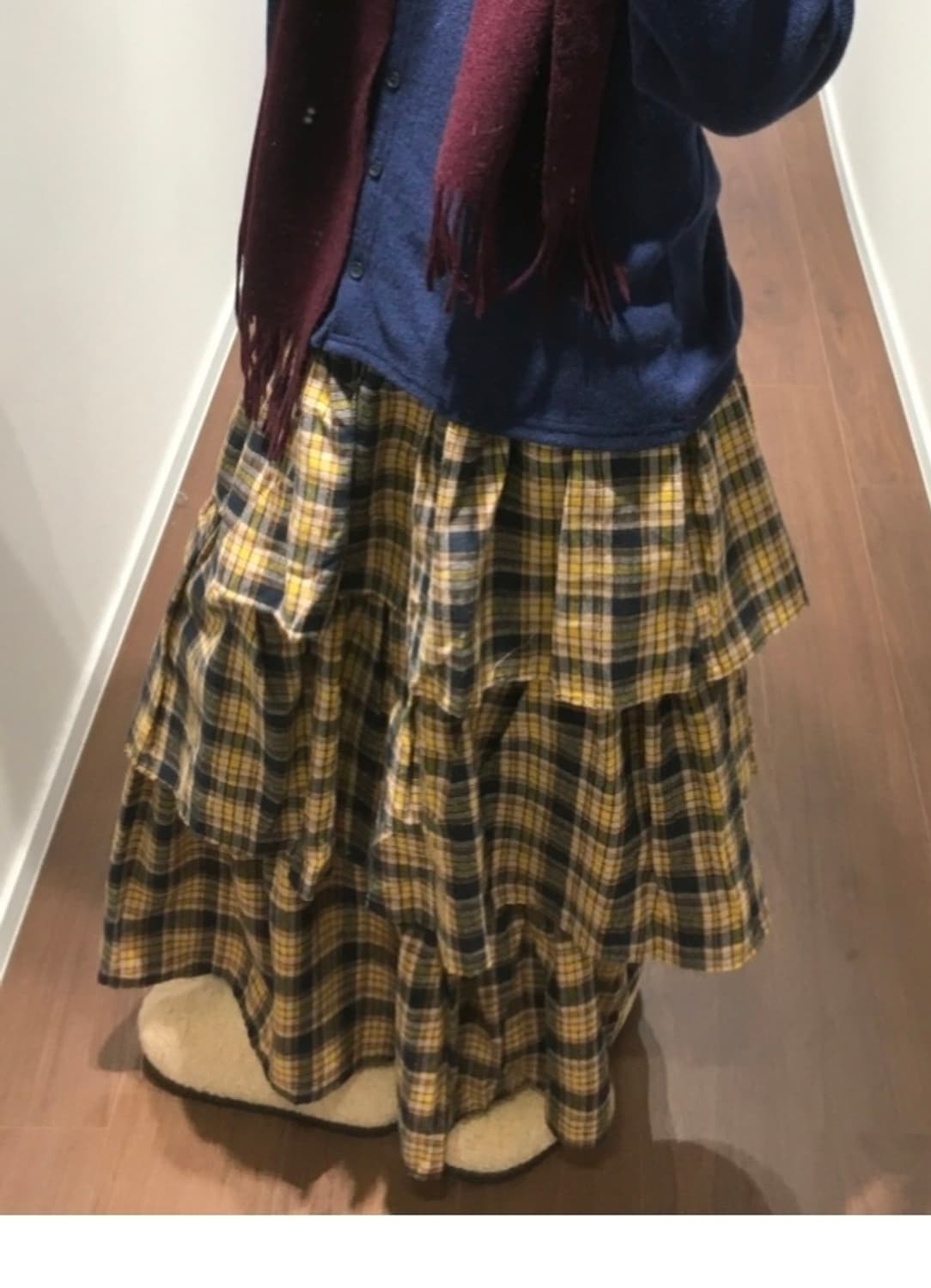 샵더기 피치 플레드 캉캉 스커트 ( 옐로우) 상품이미지1