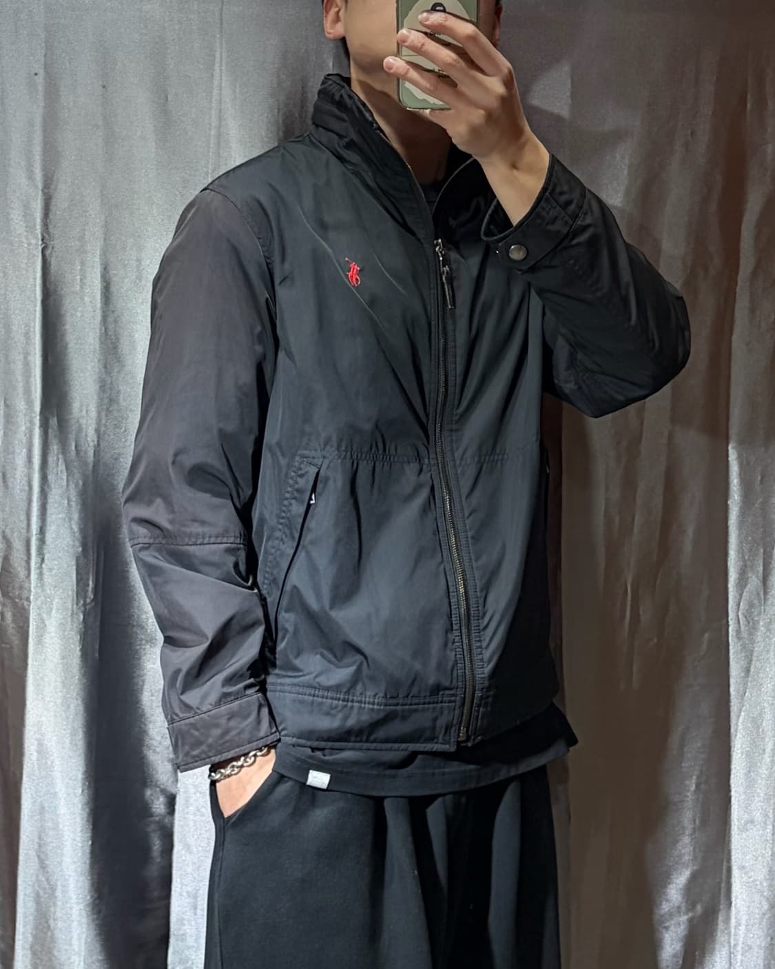 L 폴로랄프로렌 레드포니 블랙 나일론 자켓 상품이미지1