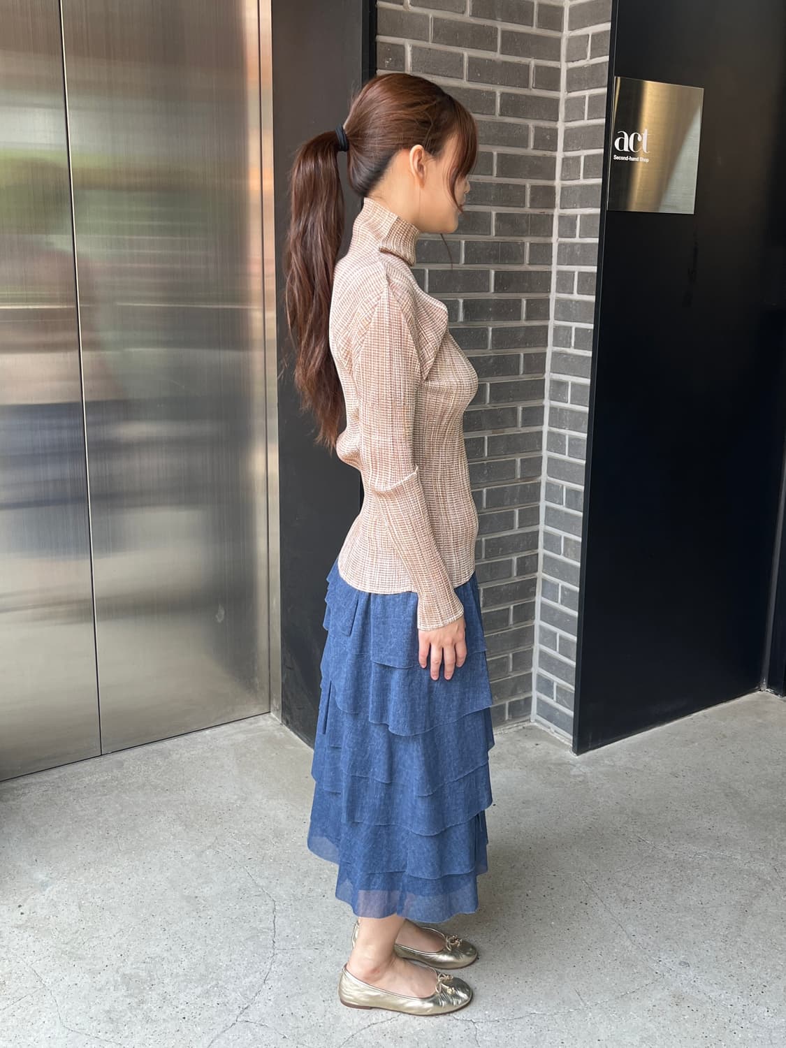 Hiroko bis 히로코비스 레이어드 스커트 블루 상품이미지9