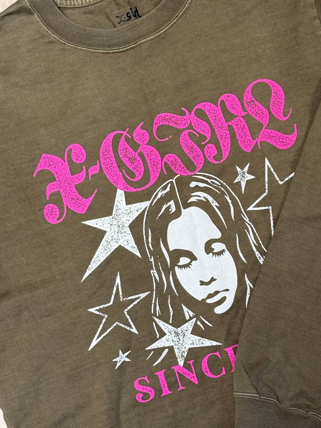 엑스걸 크롭 롱슬리브 올리브 판매 상품이미지2