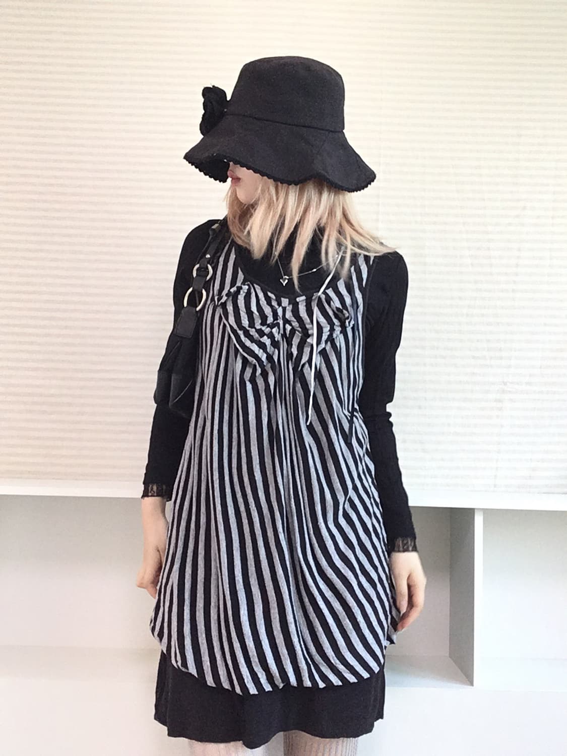 jpn vintage stripe shirring ribbon layer 상품이미지7