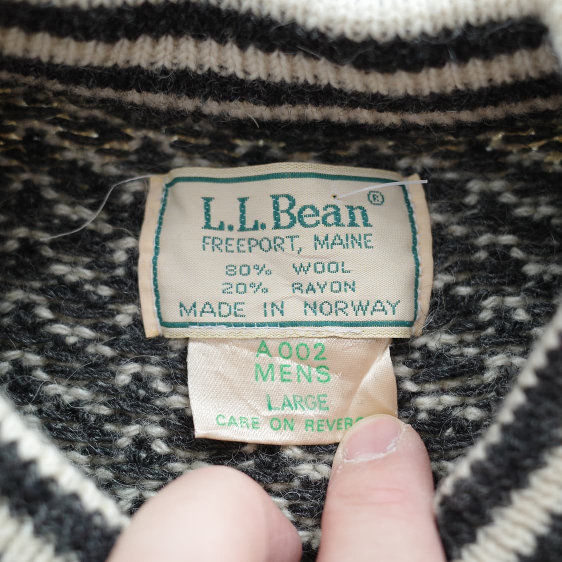 80s 엘엘빈 노르웨이 울혼방 버드아이 패턴 니트 L 상품이미지5