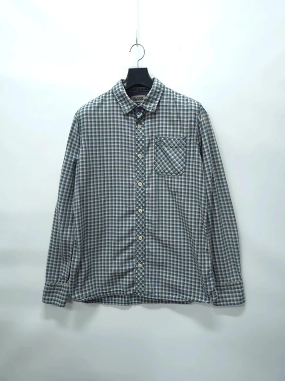 힐피거데님 남성 블루 그레이 체크패턴 캐주얼셔츠 (95~100) 상품이미지1