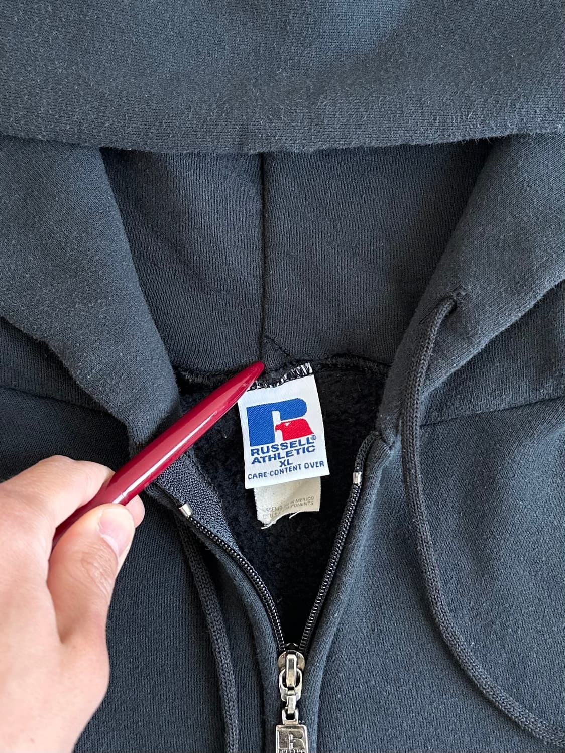 90s 빈티지 러셀 후드집업 블랙 XL 상품이미지6