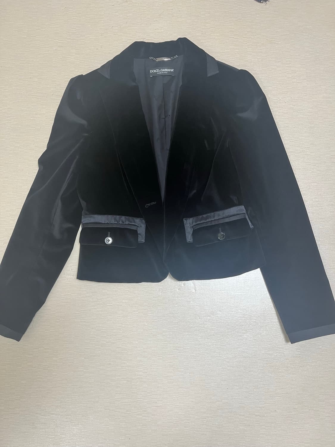 돌체앤가바나 블랙 사틴 벨벳 블레이저 상품이미지1