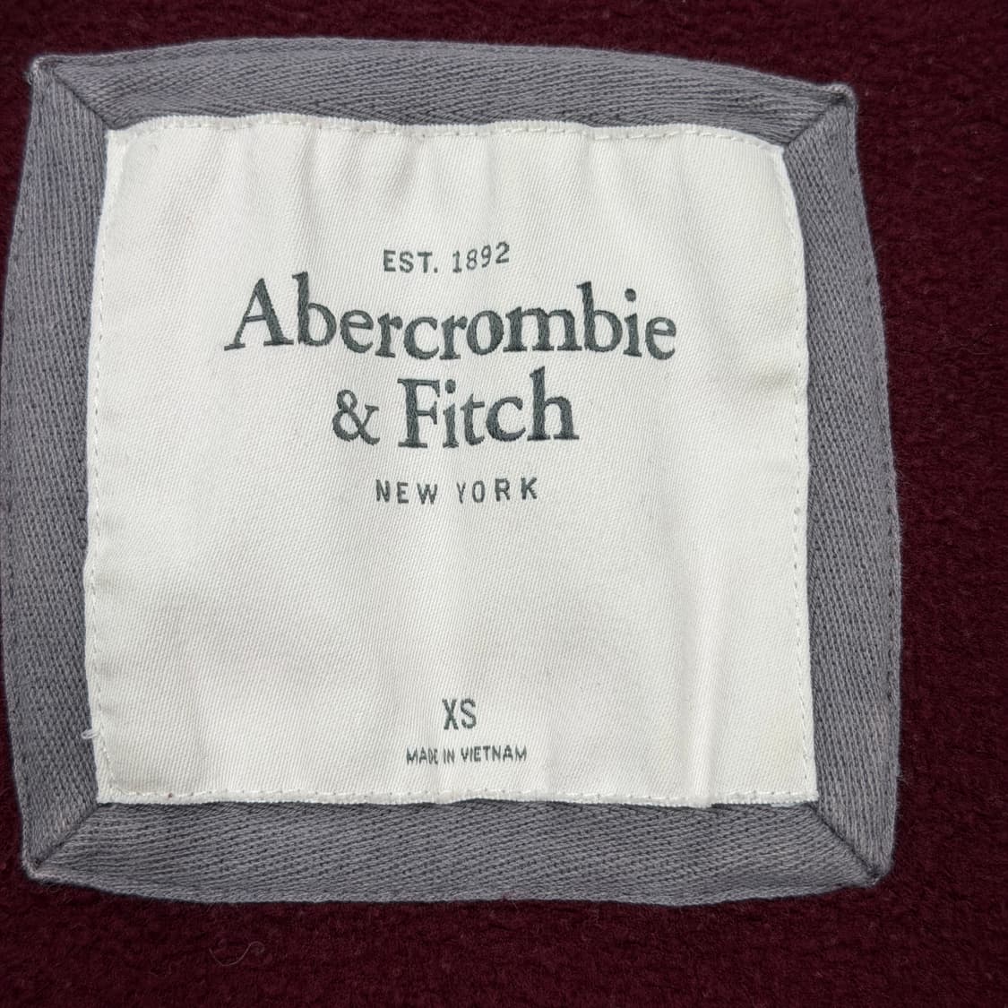 아베크롬비 빈티지 버건디 마룬 와인 딱붙핏 기모 후드집업 Y2K 자켓 상품이미지4