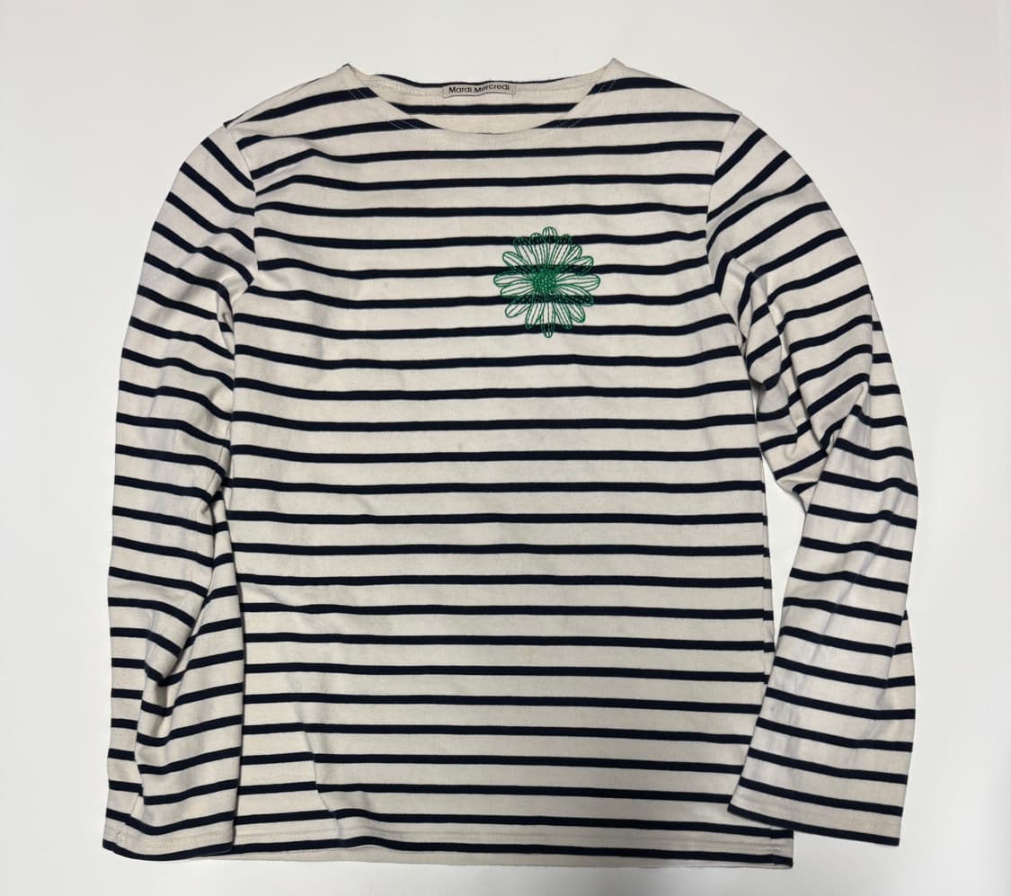 마르디 메크르디 플라워 스트라이프 긴팔 티셔츠 M 상품이미지1
