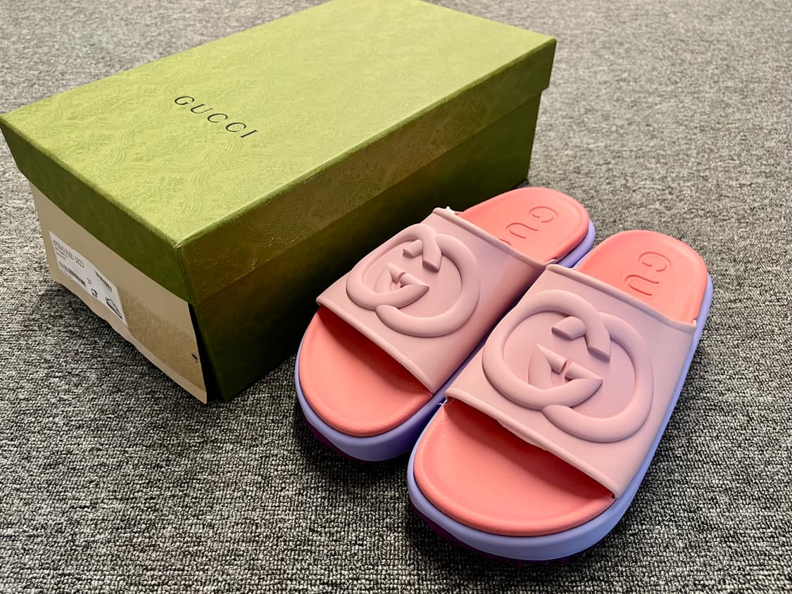 [255] 구찌 인터로킹 뮬 슬리퍼 핑크 퍼플 새제품 39  상품이미지1