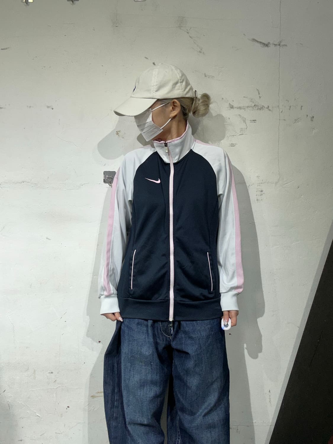 나이키 네이비 딸기우유 핑크 화이트 사이드 라인 트랙탑 져지 L 상품이미지2