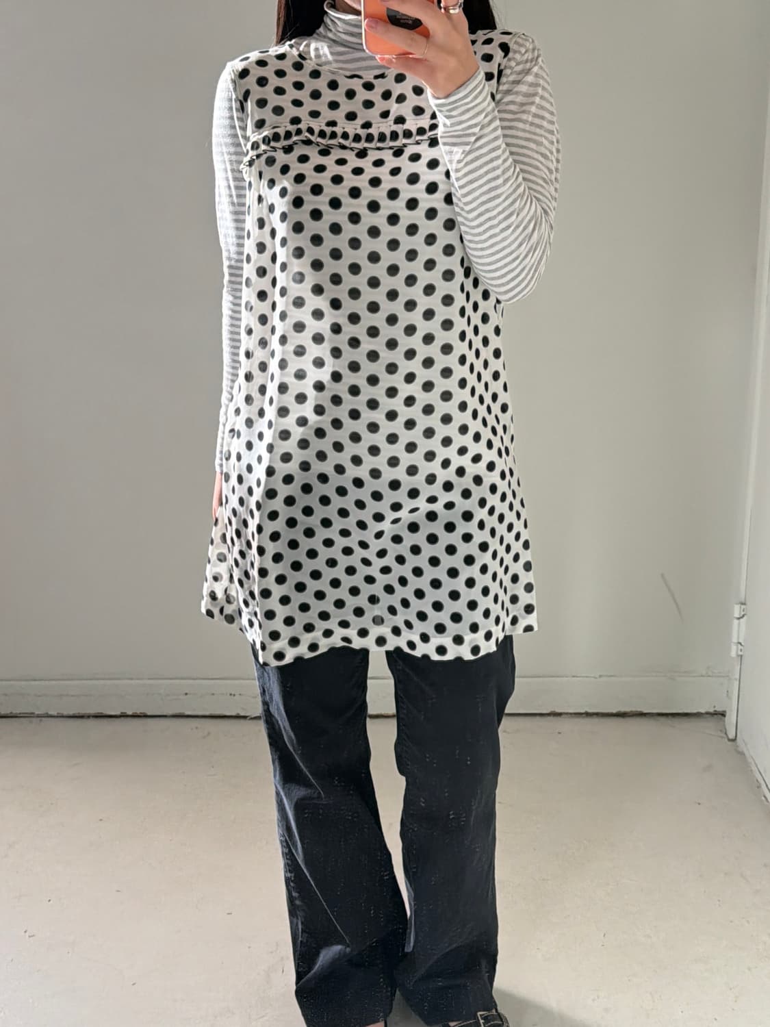 일본빈티지 모리 도트 레이어드 세트 상품이미지3