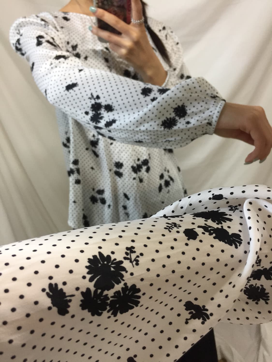 꽃 도트 블라우스 상품이미지3