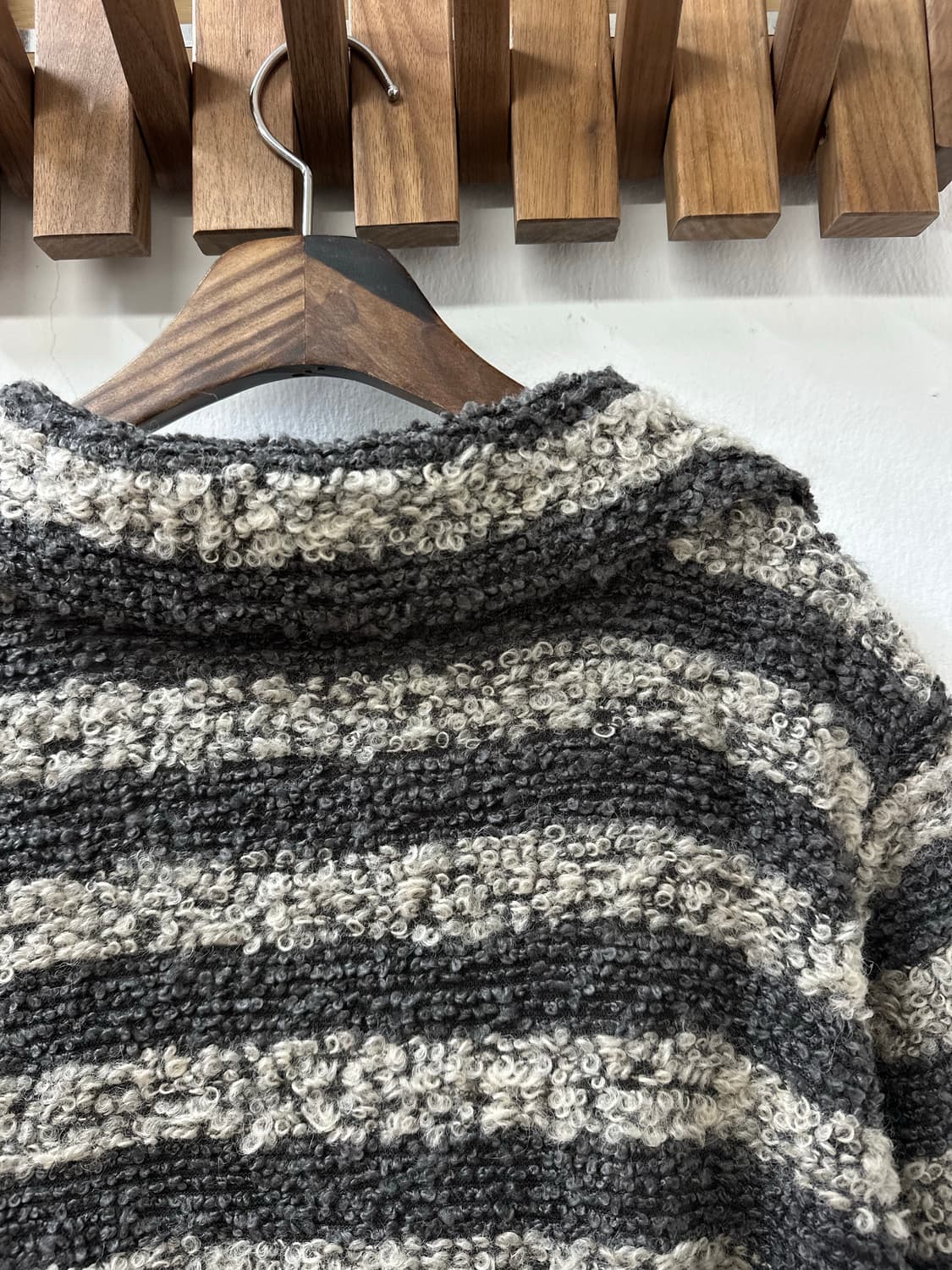 일본빈티지 스트라이프 부클 울 혼방 코트 자켓 상품이미지5