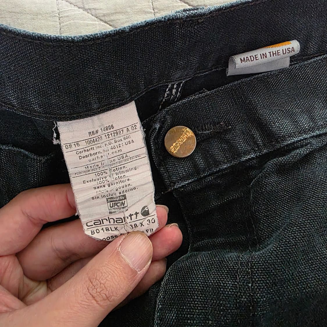 [38X30] 빈티지 칼하트 더블니 B01 BLK 워크팬츠 페이드 BK6 상품이미지5