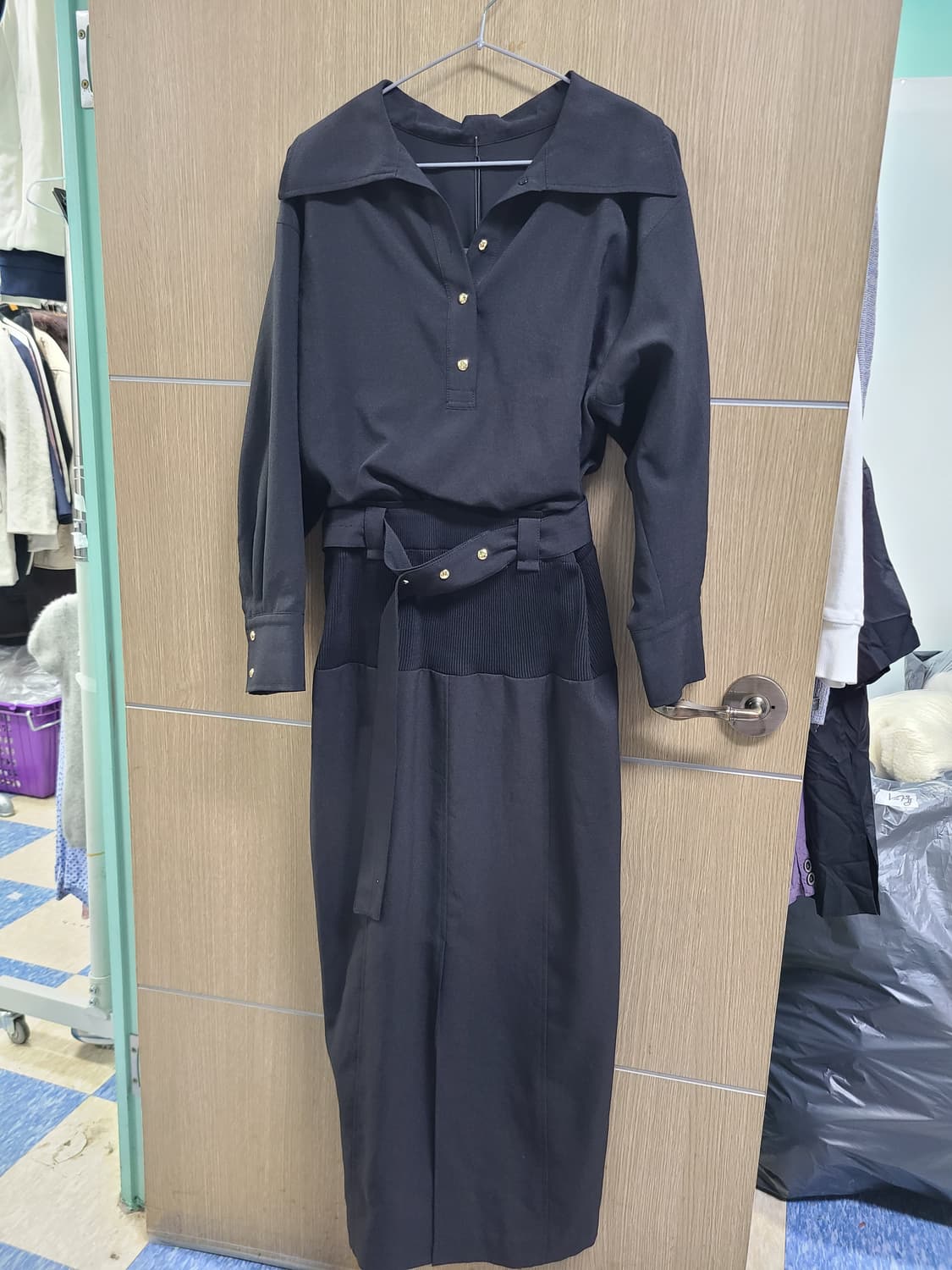 택새/시스템 블랙 롱원피스  상품이미지1