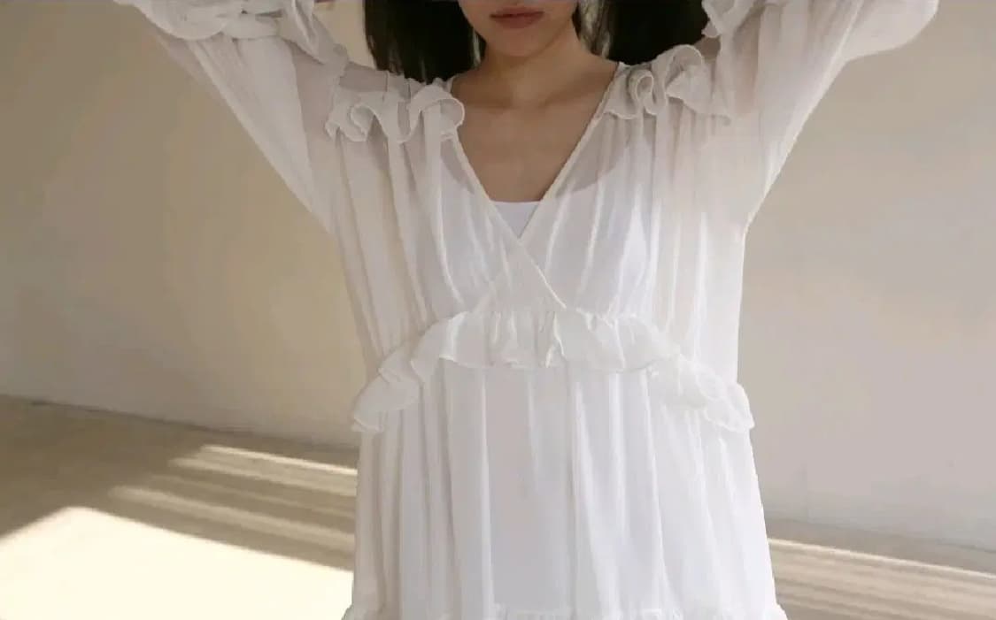 구 팜므뮤즈 백예린깔 화이트 프릴 시스루 캉캉 원피스 상품이미지3