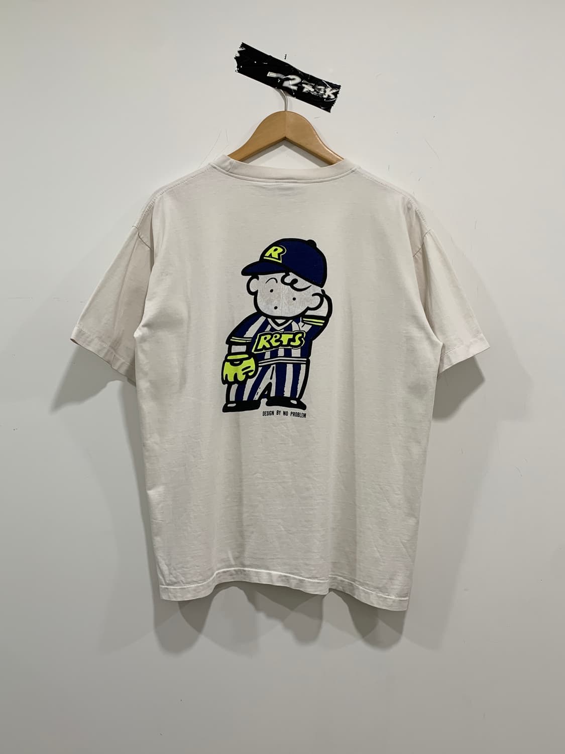 (빈티지)90‘s NO PROBLEM 레트로야구맨프린팅 싱글스티치 반팔 상품이미지5