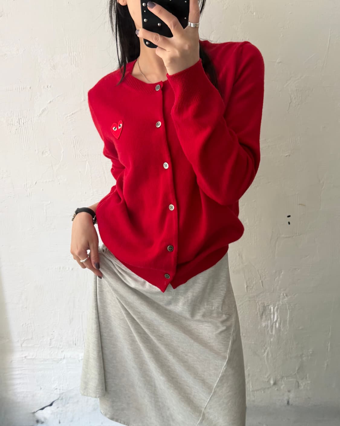 COMMEdesGARCONS 꼼데가르송 레드와펜 레드컬러 울 유넥 가디건 상품이미지5