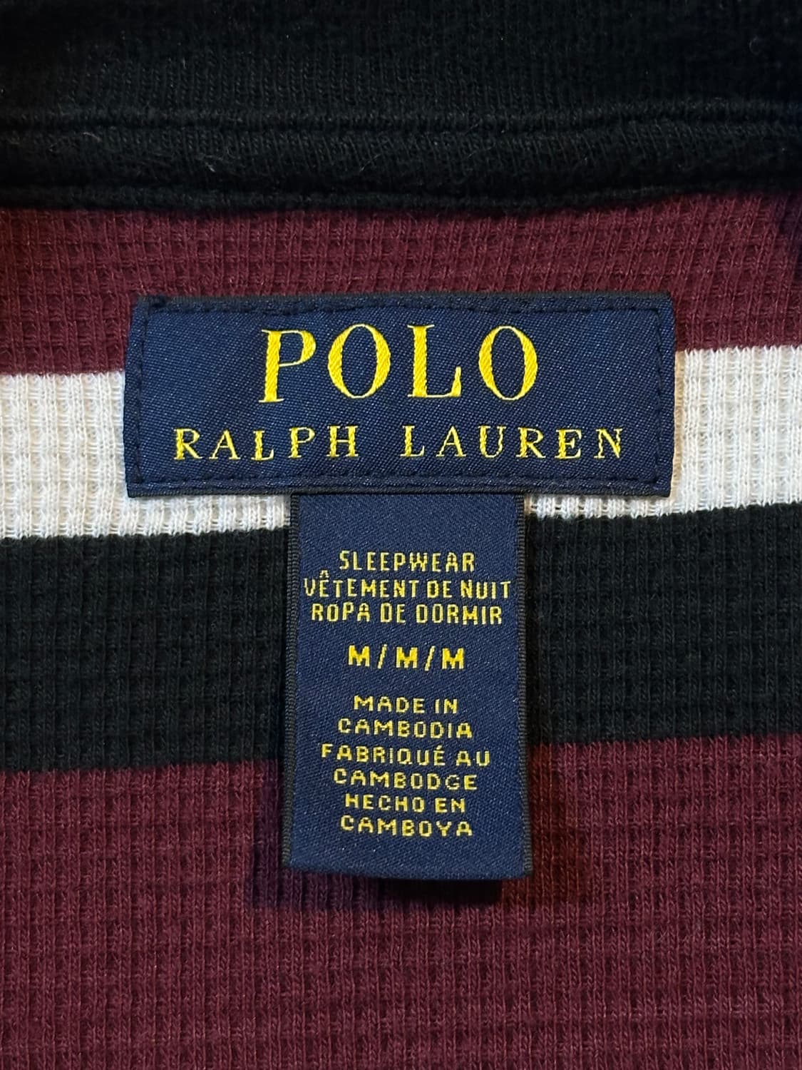 폴로 랄프로렌 POLO 신형 스트라이프 와플 긴팔 니트 버건디 상품이미지4