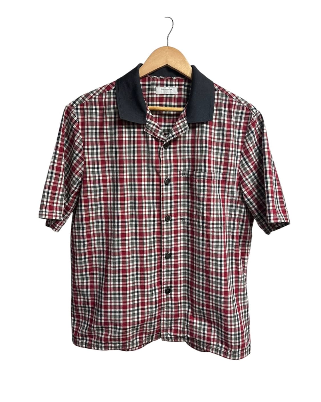 커스텀멜로우 저지 카라 레드 코튼 체크셔츠 L(100)size 상품이미지1