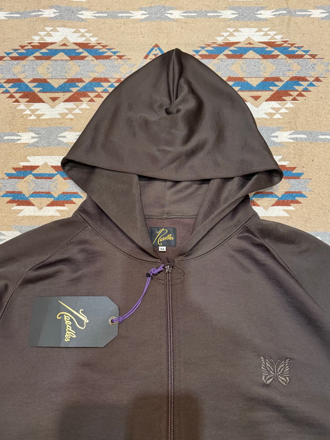 [XL] 니들스 로고 저지 후드 집업 브라운 상품이미지3