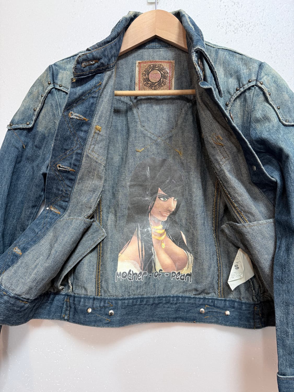 펄진 Pearl Jeans 스터드 데님 자켓 S 여성 청자켓 상품이미지5