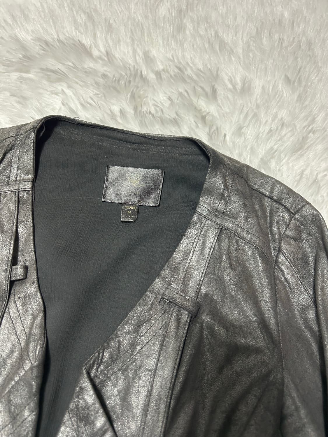 00’s drape lace detailed lether jacket 상품이미지3