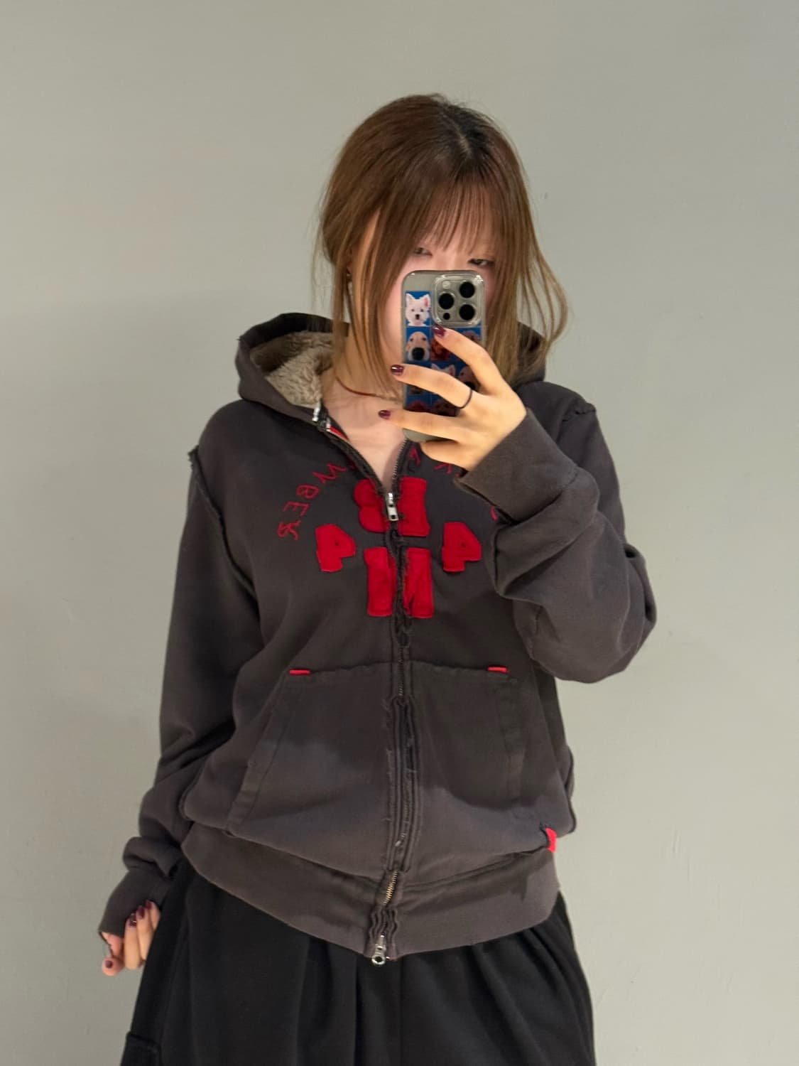 back number lettering 2-way hood zip-up 상품이미지2