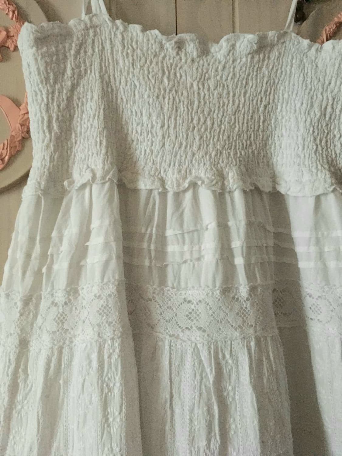 빈티지 레이스 펀칭자수 화이트 끈나시원피스 모리걸페어리 히메갸루 달천깔 상품이미지3