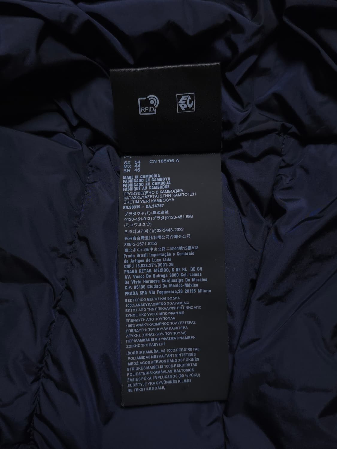 [54] 프라다 리나일론 패딩 다크 네이비(SGB112) 상품이미지8